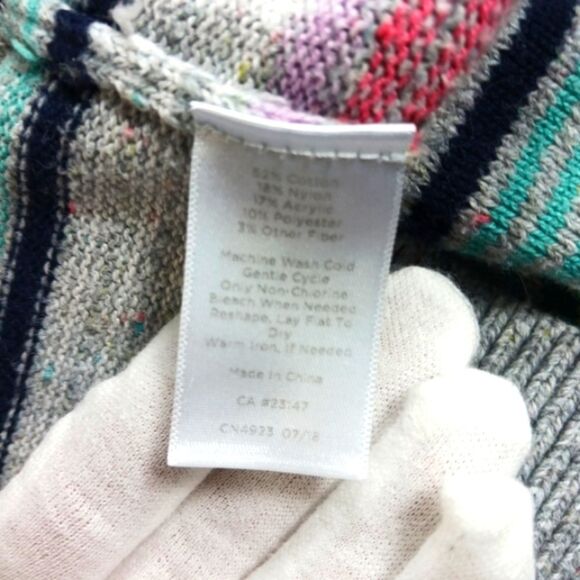T by Talbots Gray Rainbow Stripe Boatneck Sweater Cotton Blend Small - Picture 4 of 8